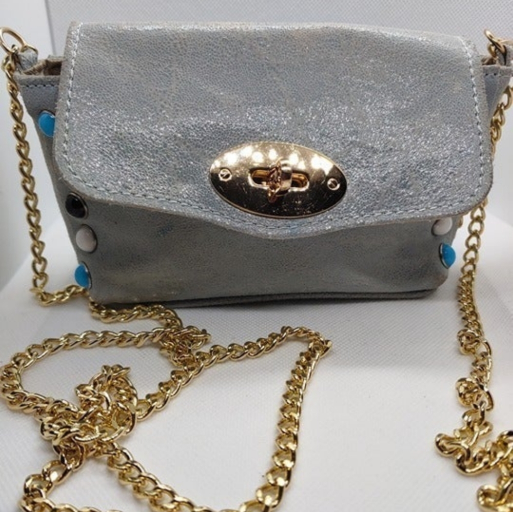Italian Leather Studded Small Cross Body Purse